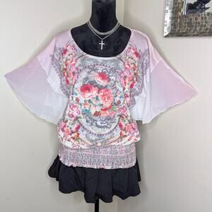 Mel & Mo pink batwing top size medium